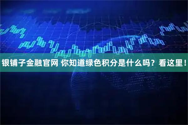 银铺子金融官网 你知道绿色积分是什么吗？看这里！